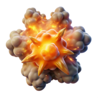 3D Render of Cellular Explosion, Glowing Orange Core, Microscopic View, Abstract Science Illustration png