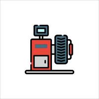A red machine with a tire on it vector