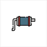 A red and blue cylinder with a handle on it vector