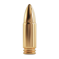 Polished gold bullet cartridge isolated on a white background showcasing its shine and detail, gold bullet cartridge on isolated on white background png