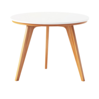 Modern round table with wooden legs placed on a bright Transparent background for interior design inspiration, Modern round table isolated on background png