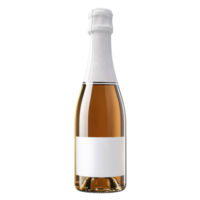 Elegant champagne bottle with white label on a clean white background isolated for high resolution display, chambagne bottle with white label isolated onisolated on white background png