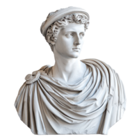 Gypsum statue of a classical figure in plaster, showcasing intricate details and craftsmanship, Gypsum statue statue plaster copy isolated on white and white background Ancient Greek sculpture png