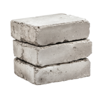 Solid gray cement bricks stacked together on a white background for construction and building projects, Gray cement solid bricks isolated on white background png