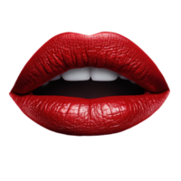 Close up of a womans lips adorned with vibrant red lipstick on a plain Transparent background, close up a womans lips with a red lipstick, background png