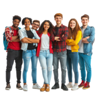 Diverse group of multiethnic students standing together with confidence on a white background, Group Multi Ethnic Students Isolated On White Background png