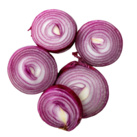 Slices of red onion isolated on a Transparent background for culinary use and food presentation, red onion slices isolated on background png