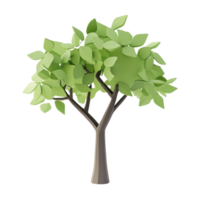 Green tree design with flat leaves on a white background for natural themes and concepts, green tree flat 3d isolated on white background png