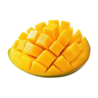 Fresh mango slice arranged artfully on a clean Transparent background for culinary presentation, mango sliceisolated on background png