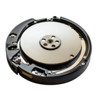 Disassembled hard disk drive showcasing internal components and magnetic disks, Hard disk drive disassembly open cover show magnatic disk circle inside on White background file png