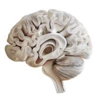 Realistic depiction of a human brain showcasing intricate anatomical details and structures, realistic a human brain with intricate details showcasing the complexity within its folds png