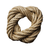 Tied square knot linen rope arranged in a circular shape against a black background, Tied square knot, linen rope in the shape a round png