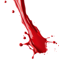 Red liquid paint flowing down a white surface creates an artistic effect, red liquid drops paint color flow down on Transparent background png