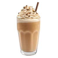 Refreshing cold coffee milkshake topped with whipped cream and chocolate shavings on a Transparent background, Cold Coffee Milkshake Isolated png