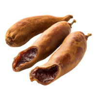 Tamarind pods displayed on a Transparent background showcasing their unique shapes and textures for culinary use, tamarind isolated on background png