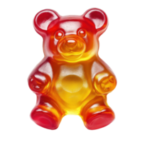 Sweet jelly bear candy gummy dessert on a Transparent background perfect for treats or snacks, jelly bear candy gummy dessert on isolated on background png