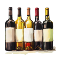 Selection of wine bottles on a white background showcasing various colors and styles for wine enthusiasts, Bottles Wine png