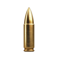Close up view of a brass bullet on a white background showcasing its detailed design and structure, bullet isolated on white background png