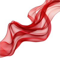 Flowing red wave fabric on a white backdrop showcasing elegance and movement in design, Flowing red wave cloth white background png