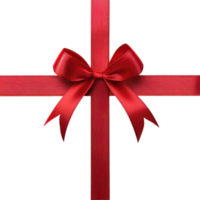 Red gift ribbon with bow displayed on a clean Transparent background for festive occasions and celebrations, Red Gift Ribbon with Bow on background png