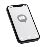 Phone displaying a message bubble on a plain Transparent background with a sleek design for communication, phone with a message bubble on the screen, background png