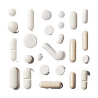 Various pills isolated on a Transparent background showing a diverse selection in size and shape, various pills isolated on background png