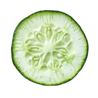 Freshly sliced striped cucumber displayed against a clean Transparent background for culinary presentation, slice striped cucumber isolated on background png