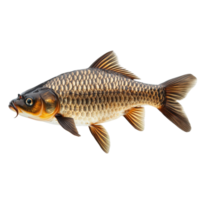 Carp fish displayed in detail against a white background showcasing its unique features and colors, Carp fish isolated on white background png