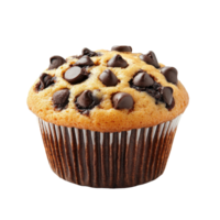Delicious chocolate chip muffin cake perfect for dessert or breakfast on a white background, Chocolate chip muffin cake isolated on white background png