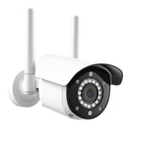 Closeup view of a wifi connected security camera with clear night vision capabilities for home monitoring, Closeup view wifi connected security camera isolated on Transparent background png