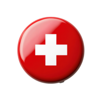 Red first aid kit button with white cross on a clear background for emergency preparedness, Red First Aid Kit Button, Transparent background png