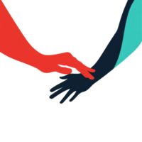 Hands reaching out to each other symbolize support and connection in a vibrant and uplifting manner, Two hands helping another. People helping concept png