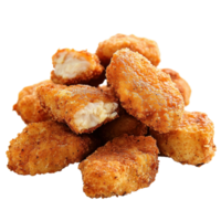 Delicious crispy chicken nuggets piled high against a clean white background, Chicken Nuggetsisolated on white background png
