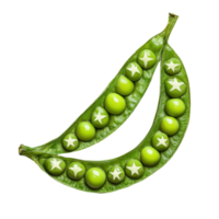 Peas arranged in a star pattern on a Transparent background showcasing vibrant green colors, Peas star Incas isolated on background png