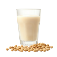 Healthy drink option featuring a glass of milk and soybeans on a clean white background, glass of milk and soy bean isolated on white background png