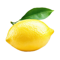 Fresh yellow lemon with green leaf isolated on a Transparent background highlighting its vibrant color and texture, lemon isolated on transprent background png
