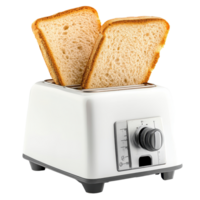 Toasting bread in a modern white toaster on a bright background, toaster and bread, Transparent background png