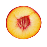Fresh nectarine slice isolated on Transparent background highlighting its vibrant color and juicy texture, Nectarine slice isolated on background png