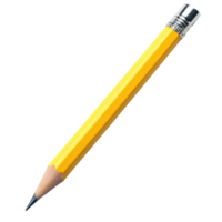 Short yellow pencil with eraser isolated on Transparent background for school and office use, Short Yellow Pencil with Eraser isolated on background png