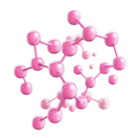 Molecule structure with pink bubbles on a Transparent background illustrating molecular design concepts, Molecule and pink bubbles background png