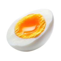 Boiled hen egg displayed on a white background showcasing its smooth, light colored shell and bright yolk, boiled hen eggisolated on white background png