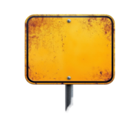 Isolated blank road sign with a rusty yellow surface for versatile use in design projects, Isolated image blank road sign for use in various designs on Transparent background png