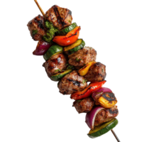 Kebab Spieß mit gegrillt Gemüse und Fleisch isoliert auf transparent Hintergrund perfekt zum ein köstlich Sommer- Mahlzeit, Kebab Spieß mit Gemüse isoliert auf Hintergrund png