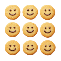 Delicious smiley cookies arranged on a Transparent background for a cheerful treat experience, Smiley cookies isolated on background png