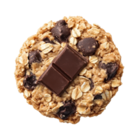 Delicious oatmeal cookie with rich chocolate chunks on a clean Transparent background showcasing dessert indulgence, Oatmeal cookie with chocolate isolated on background png