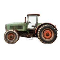 Old green tractor isolated on a Transparent background showcasing rural engineering and design, Tractor Isolated on background png