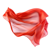 Red silk cloth flowing gracefully against a Transparent background creates a vibrant and captivating display, Red Silk Cloth in Motion On background png