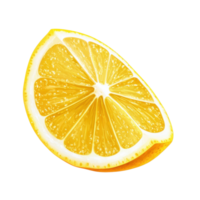 Fresh lemon fruit slice isolated on Transparent background highlighting its vibrant color and juicy texture for culinary uses, piece lemon fruit isolated, isolated on background png