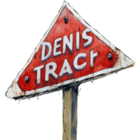 Sign indicating demons traction against a Transparent background highlighting an unusual warning message, sign that says demons traction, background png