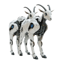 Innovative robotic goats showcase advanced biorobotics design in futuristic setting, Robotic Goats, Advanced Robotics Concept Isolated on Transparent background png